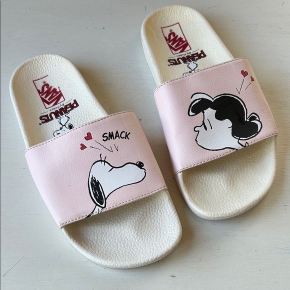 Vans Peanuts Cream Slide Sandals Women’s Size 9 - Picture 1 of 10
